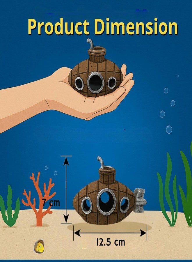 VAYINATO® 1 Pcs Vintage Resin Submarine Wreck (Random Color) Aquarium Decoration - Rustic Sunken Ship Decor with Realistic Textures & Multiple Openings for Fish Hiding, Durable Non-Toxic Resin - Image 4